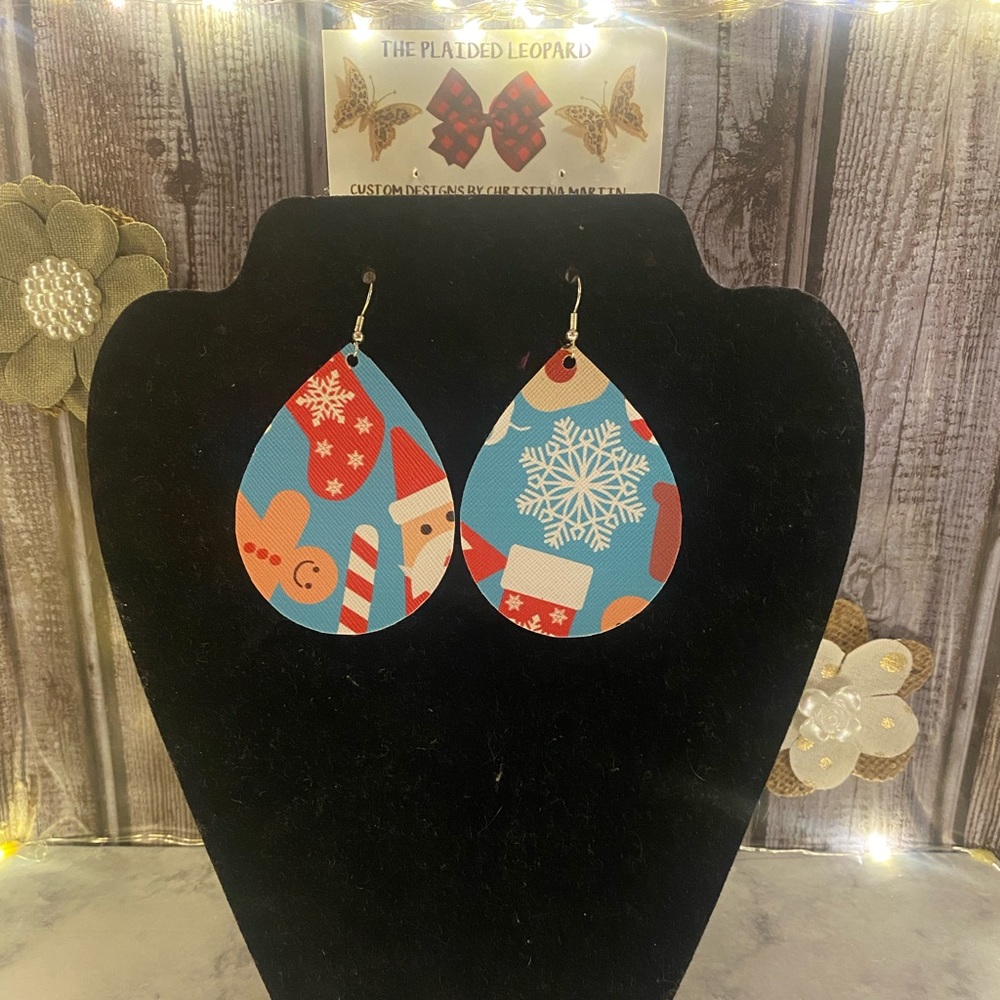 Handmade faux leather earrings.